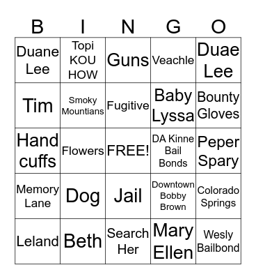 Dog The Bounty Hunter  Bingo Card