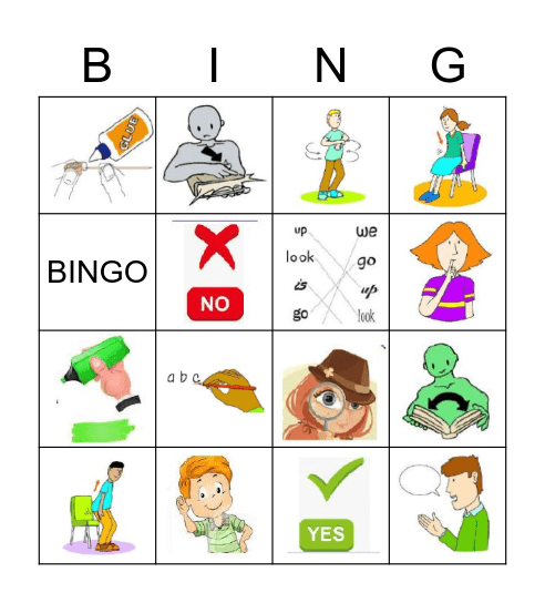 Classroom English Bingo Card