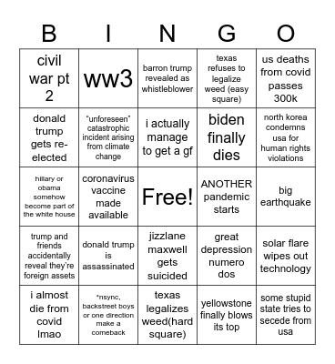 2020 Boogaloo Bingo Card