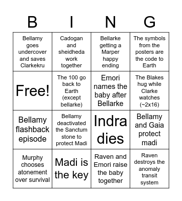 The 100 season 7 Bingo Card