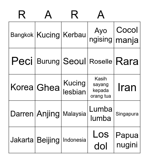 Calibata Agency Bingo Card