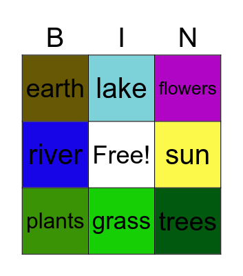 Earth week Bingo Card
