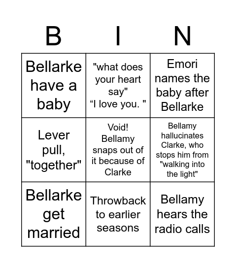 Bellarke fanfic becomes canon Bingo Card