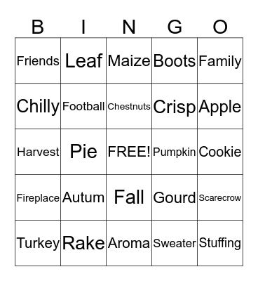 Bountiful Bingo Card