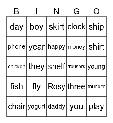 Bingo! Bingo Card