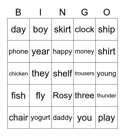 Bingo! Bingo Card