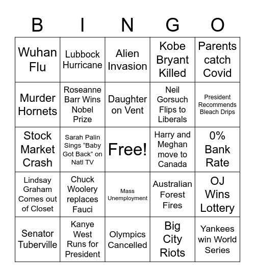 2020 HELLSCAPE BINGO Card