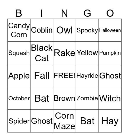 Autumn Bingo Card