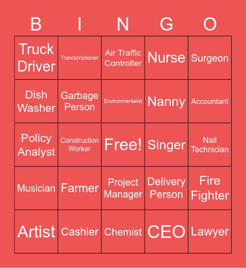 Career Bingo! Bingo Card