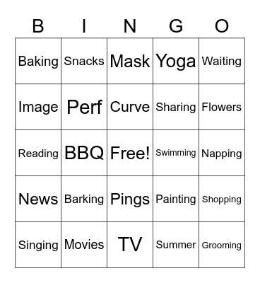 Summertime Bingo Card