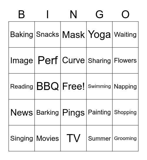 Summertime Bingo Card
