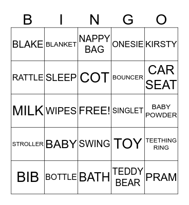 KIRSTY'S BABY SHOWER Bingo Card
