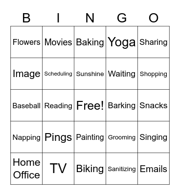 Summertime Bingo Card