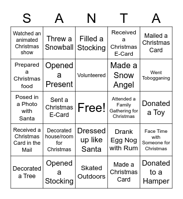 Christmas Bingo Card