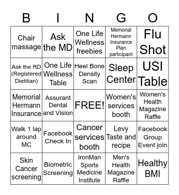 One Life Wellness Bingo Card