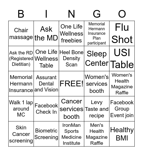 One Life Wellness Bingo Card