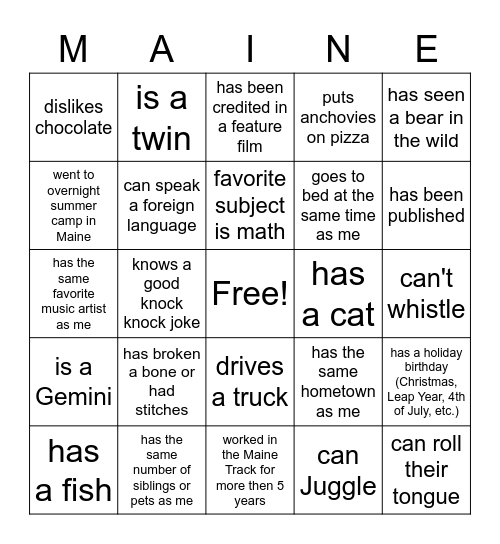 Speed-Meeting Bingo Blitz Bingo Card