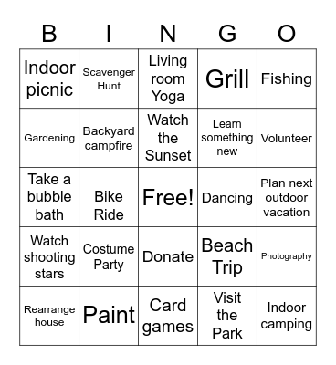 DFS East Virtual Happy Hour Bingo Card