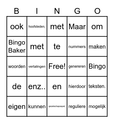 Bruiloft Robert & Marina Bingo Card