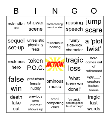 Summer Movie/Action movie BINGO! Bingo Card