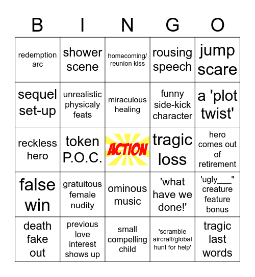 Summer Movie/Action movie BINGO! Bingo Card