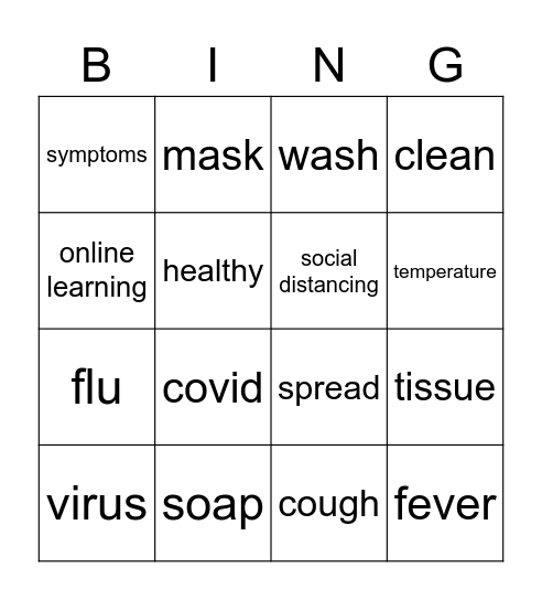 Coronavirus Bingo Card