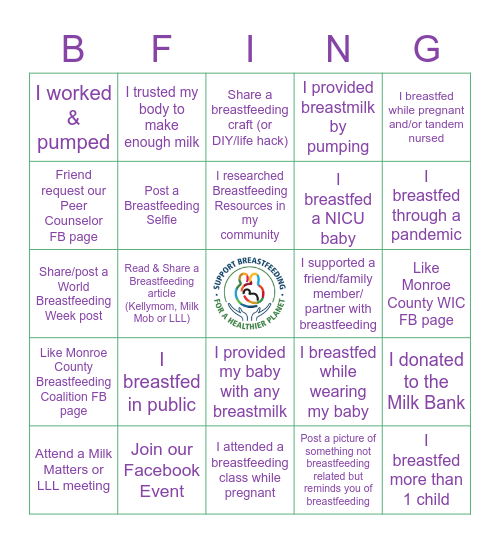 WORLD BREASTFEEDING WEEK Bingo Card