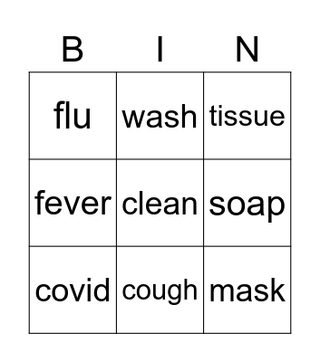 Coronavirus Bingo Card