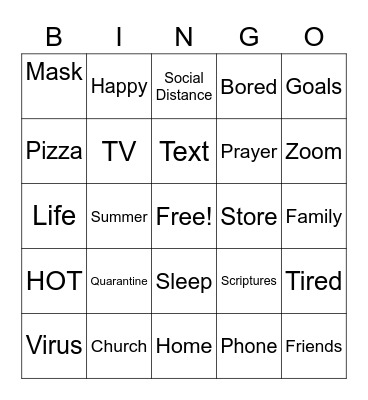 Welcome Back Bingo Card
