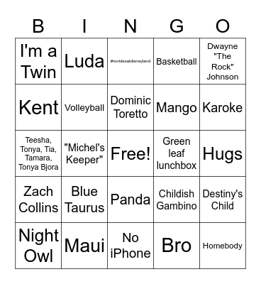TEISHA BINGO Card
