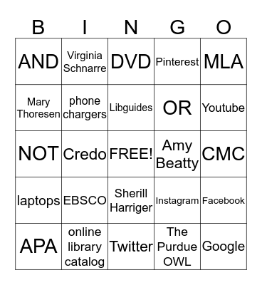 Welcome to the Library Bingo Card