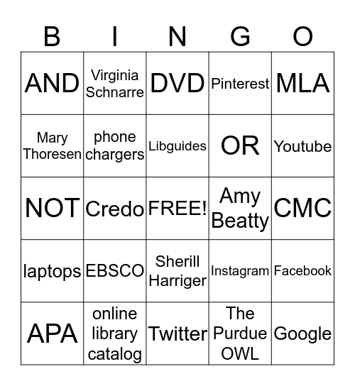 Welcome to the Library Bingo Card