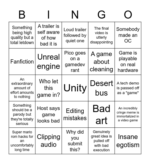 F3 Bingo Card