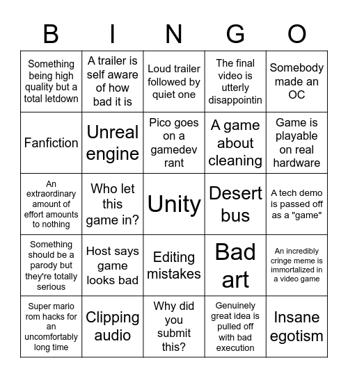 F3 Bingo Card