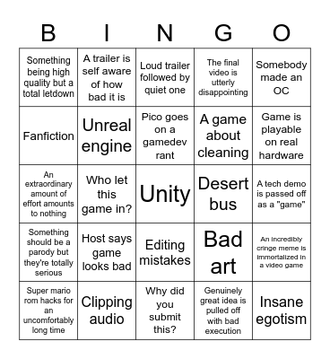 F3 Bingo Card