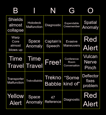 Star Trek Bingo Card