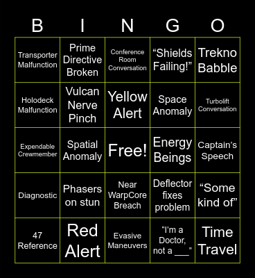 Trek Watch Party Bingo Card