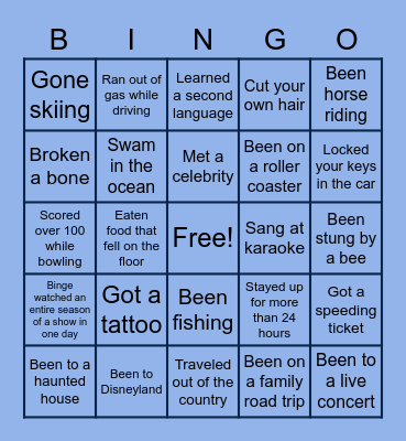 HAVE YOU EVER???? Bingo Card