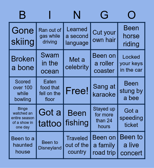 HAVE YOU EVER???? Bingo Card