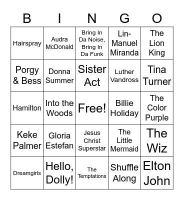 Theater Bingo Card