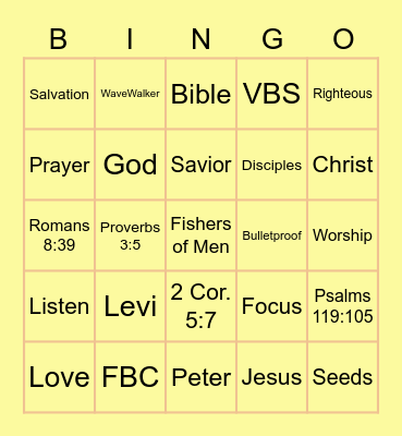BOLT! Bingo Card