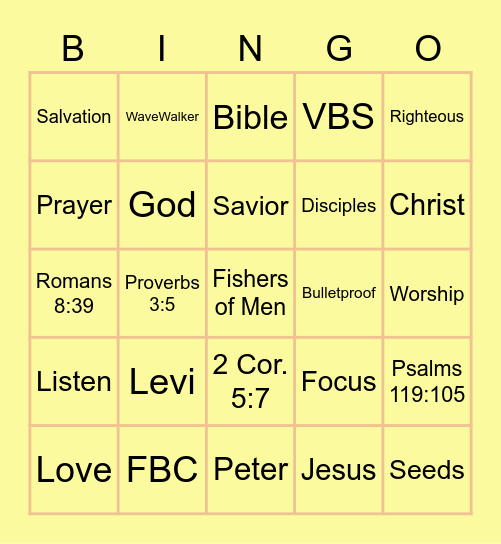 BOLT! Bingo Card