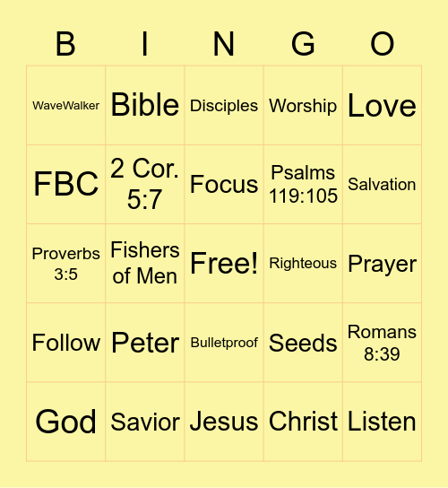 BOLT! Bingo Card