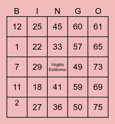 Team Heart Bingo Card