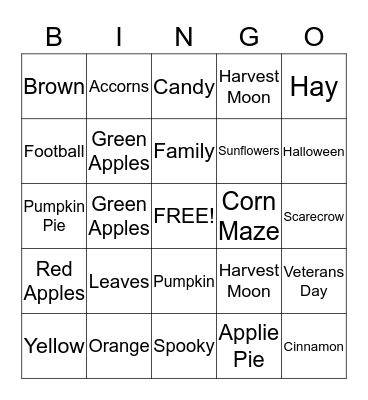 FALL  Bingo Card