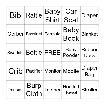 Baby Bingo Card