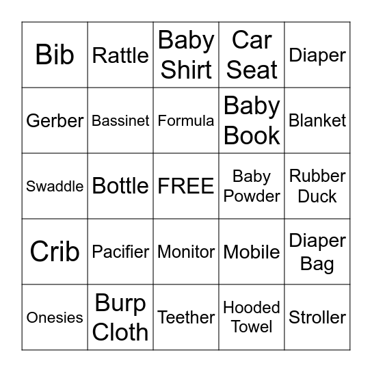 Baby Bingo Card