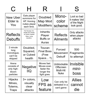 Bossy Bingo 2 Bingo Card