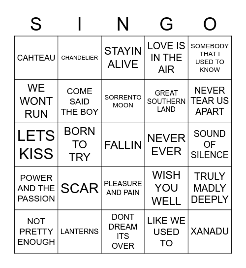 479 ALL AUSSIE ARTISTS Bingo Card