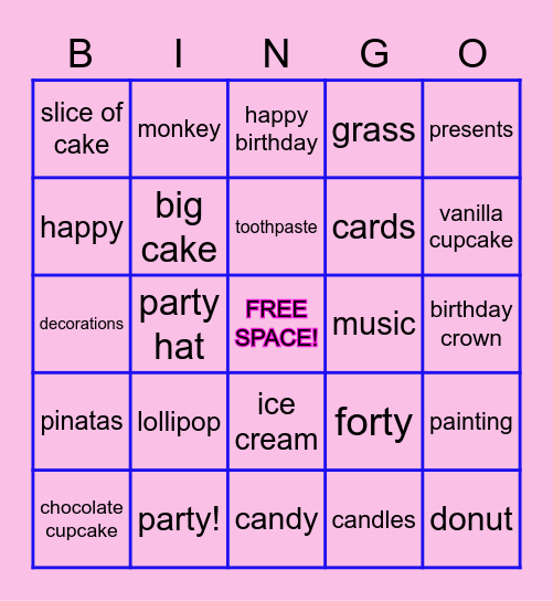 Happy 40th Birthday Bingo Card